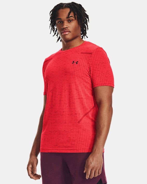Men's UA Seamless Grid Short Sleeve, Red, pdpMainDesktop image number 0